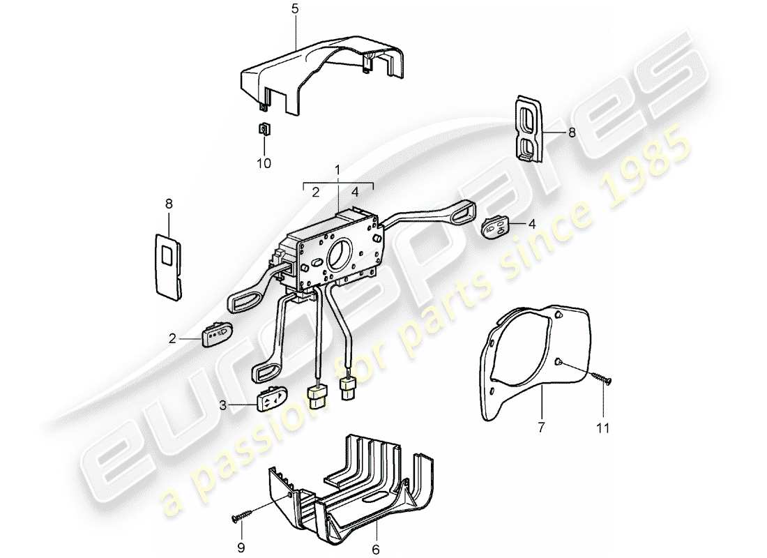 porsche 2005 (carrera gt) lenkstockschalter ersatzteildiagramm
