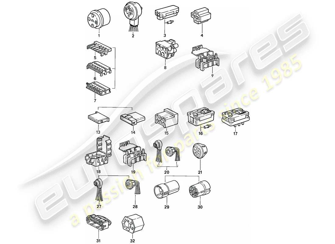 porsche 1979 (911) steckverbindergehäuse ersatzteildiagramm