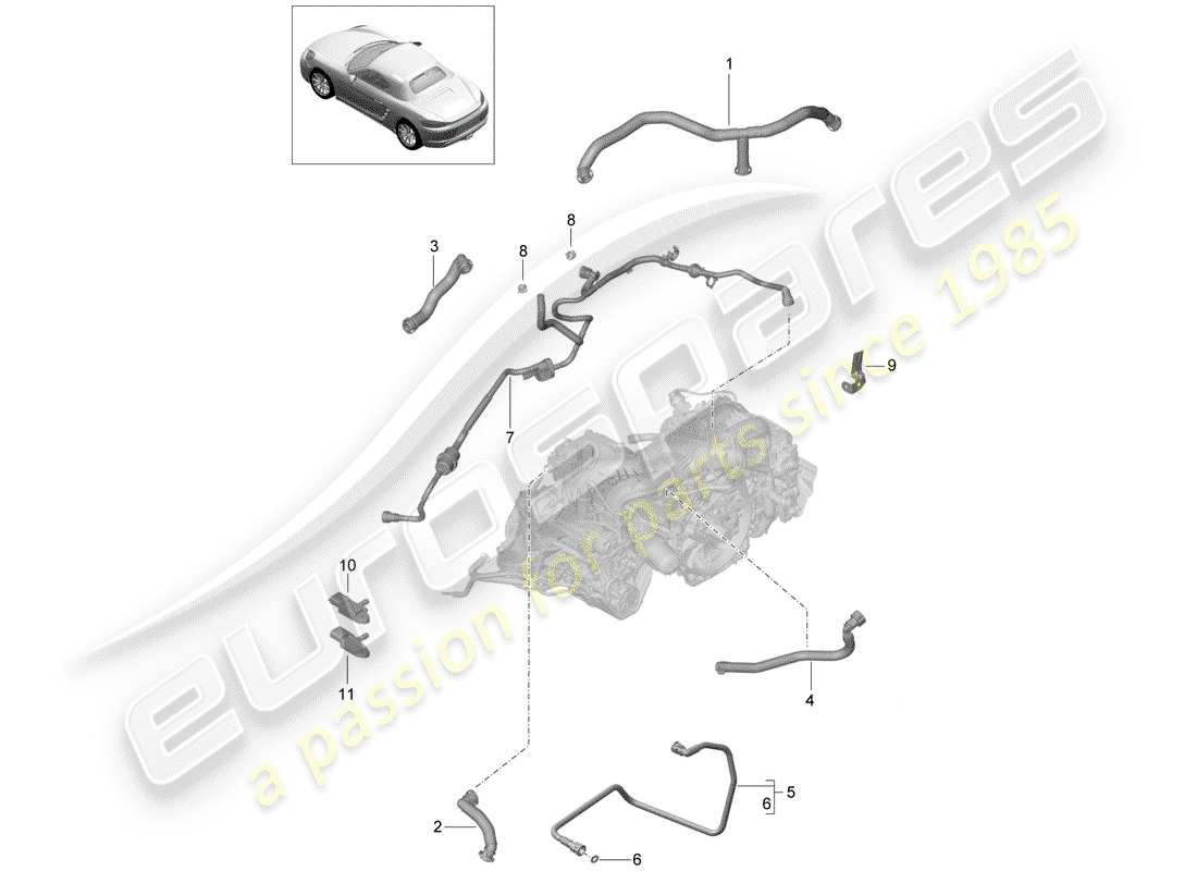 porsche 2018 (718 boxster) kurbelgehäuse-teilediagramm