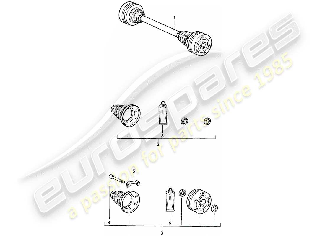 porsche 1988 (924s) antriebswelle teilediagramm