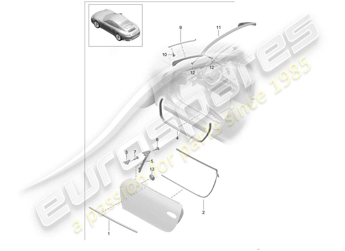 porsche 2017 (991-2) türdichtung ersatzteildiagramm