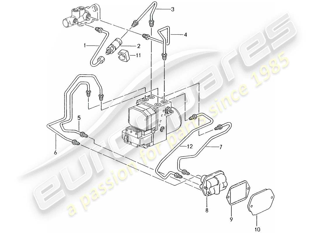 porsche 2003 (986 boxster) bremsleitung - vorderes ende ersatzteildiagramm