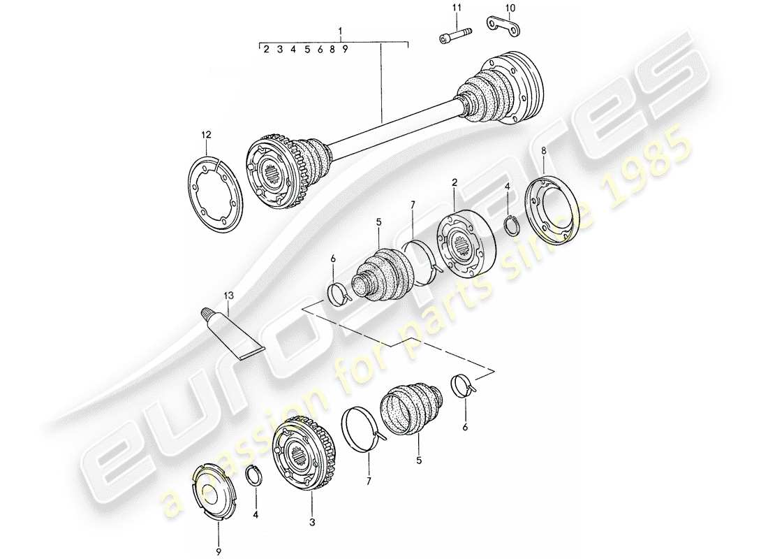 porsche 1987 (959) antriebswelle teilediagramm
