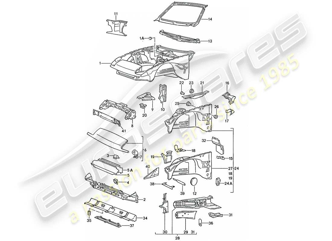 porsche 1989 (944) körpervorderteil teilediagramm