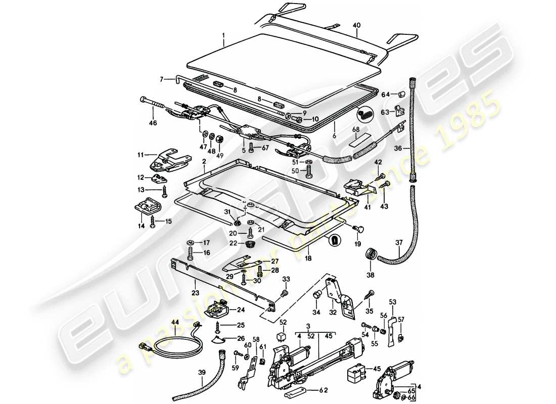 porsche 1984 (944) hebedach - d - mj 1984>> ersatzteildiagramm