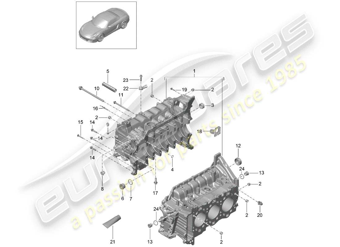 porsche 2014 (981 boxster) kurbelgehäuse-teilediagramm