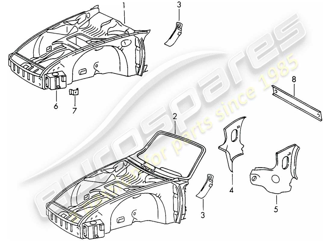 porsche 1966 (911/912) front end teilediagramm