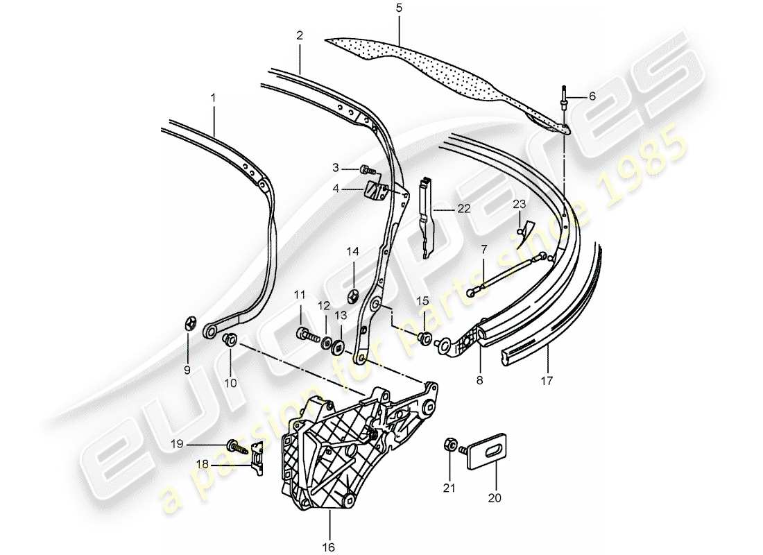 porsche 2004 (996 turbo / gt2) oberrahmen - einzelteile ersatzteildiagramm