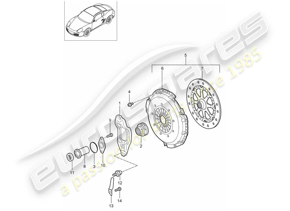 porsche 2007 (987 cayman) kupplung teilediagramm