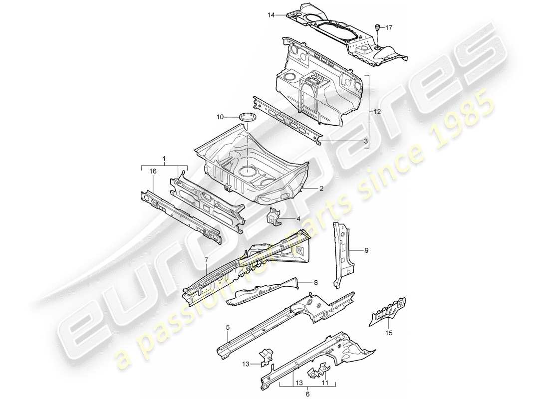 porsche 2007 (987 boxster) front end teilediagramm