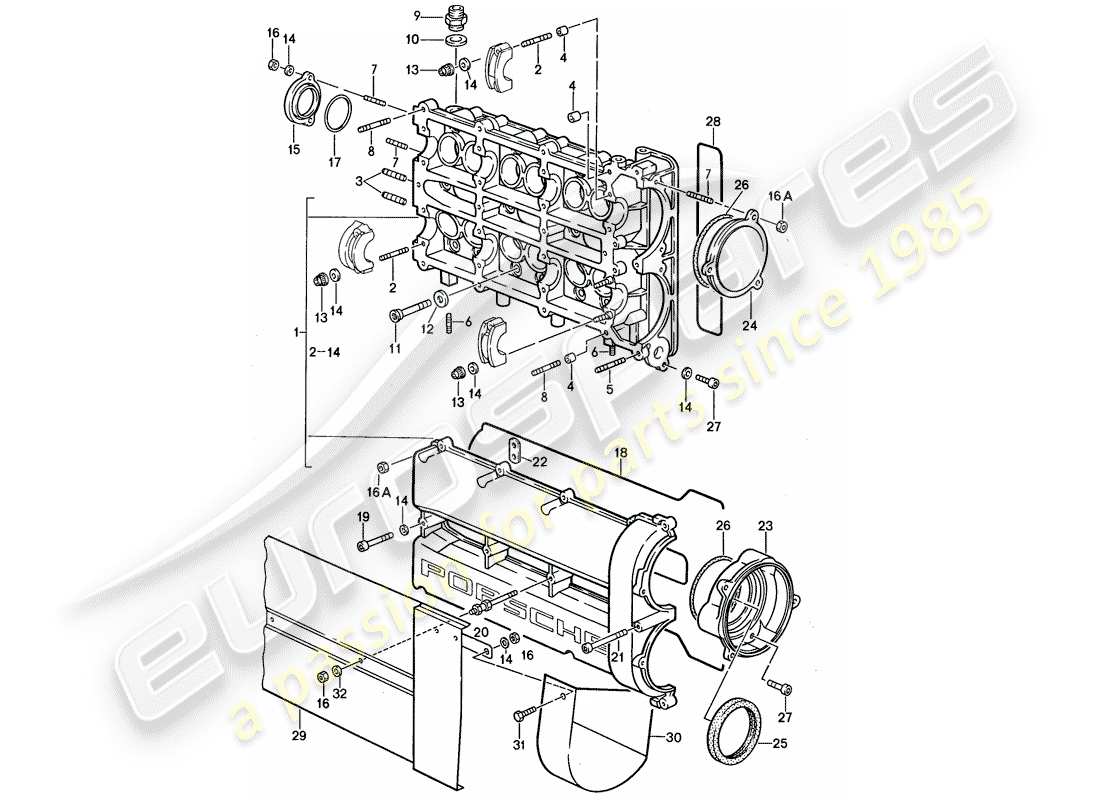 porsche 1987 (959) nockenwellengehäuse ersatzteildiagramm