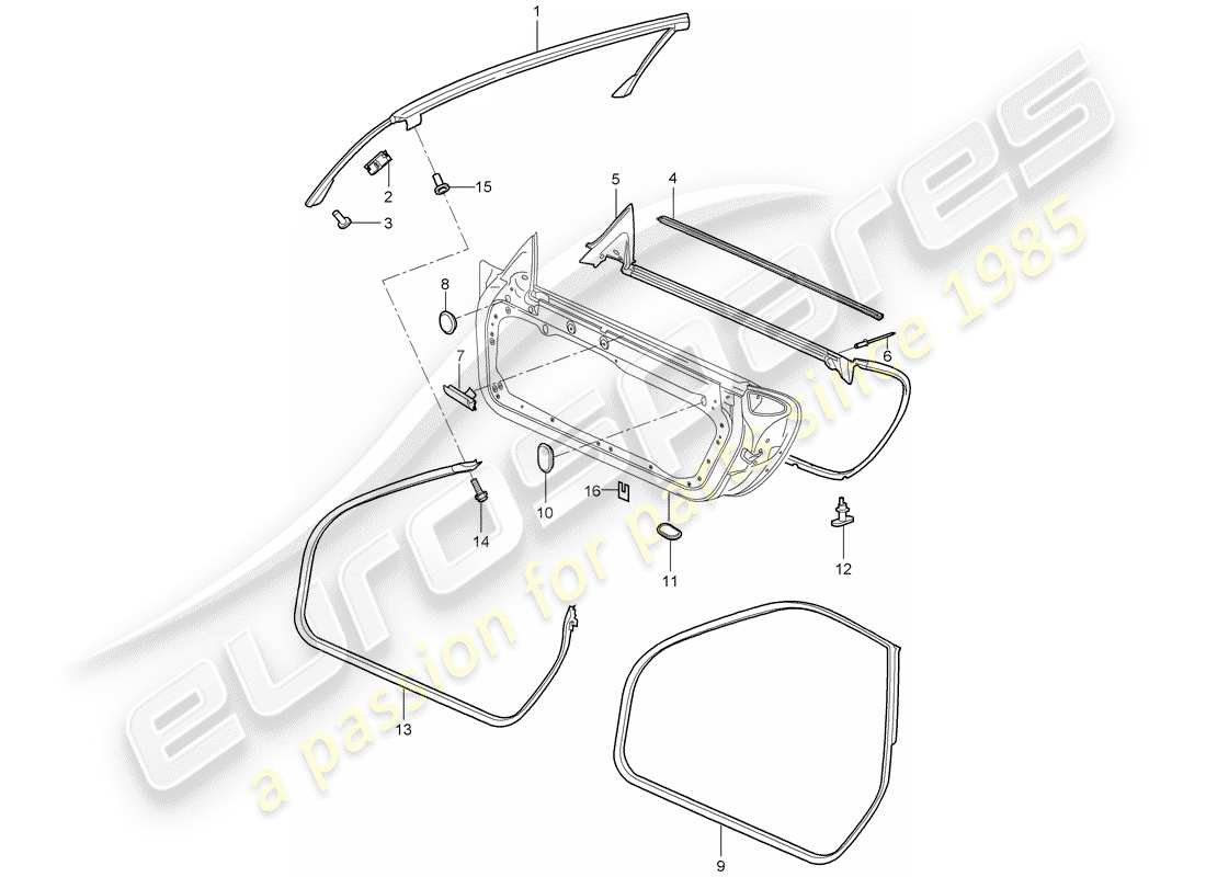 porsche 2006 (997-1) türdichtung ersatzteildiagramm