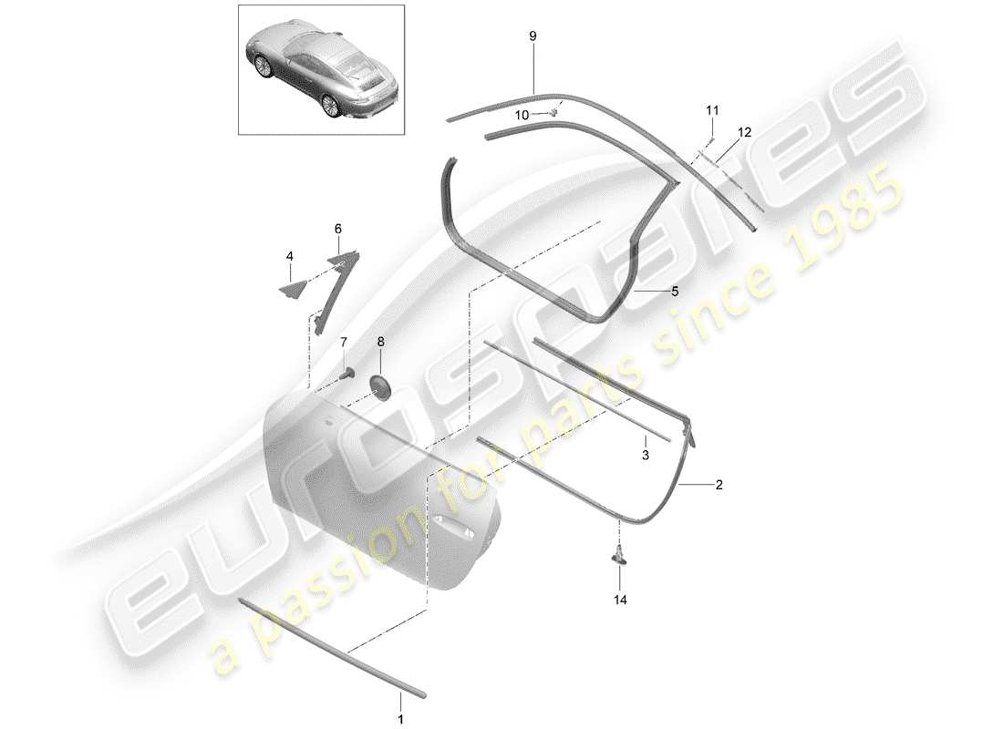 porsche 2020 (991-2) türdichtung ersatzteildiagramm