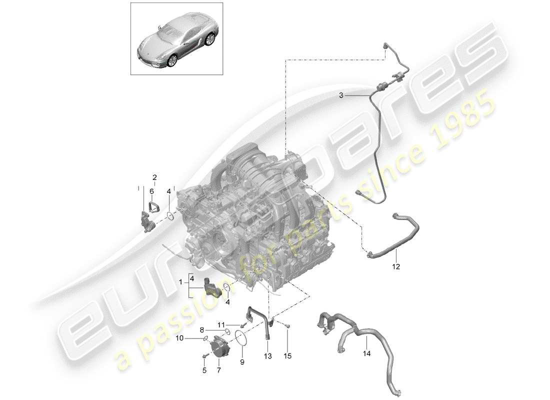 porsche 2016 (981 cayman) kurbelgehäuse-teilediagramm