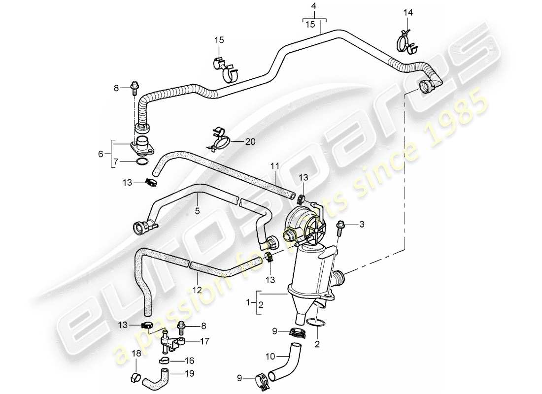 porsche 2008 (997-1) kurbelgehäuse-teilediagramm