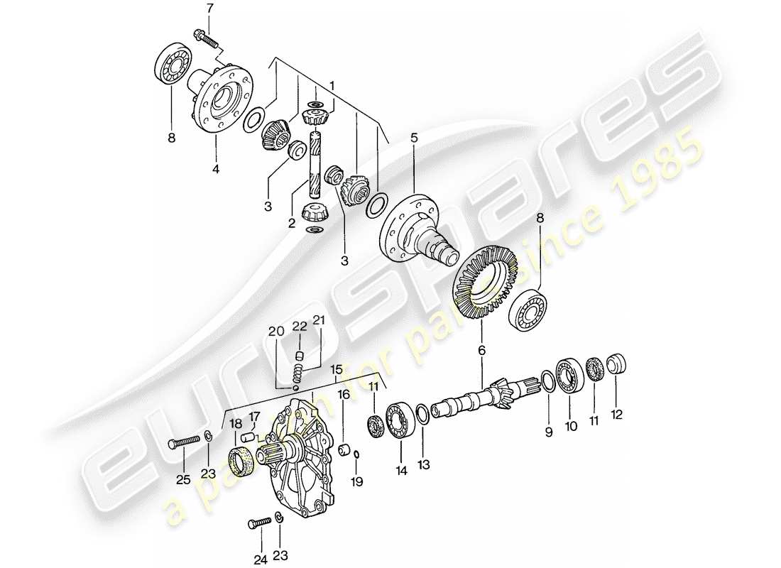 porsche 1982 (944) differential - automatikgetriebe ersatzteildiagramm
