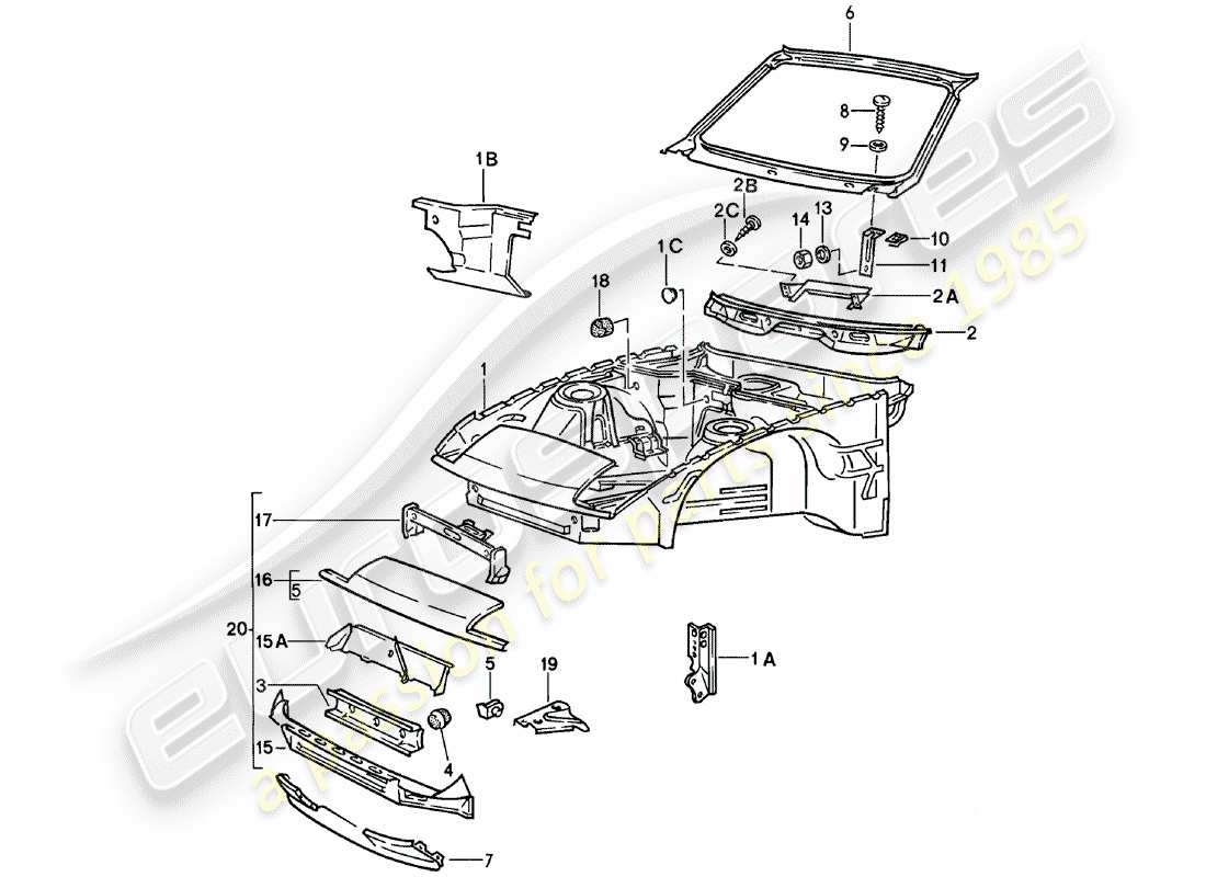 porsche 1984 (924) vorderteil teilediagramm