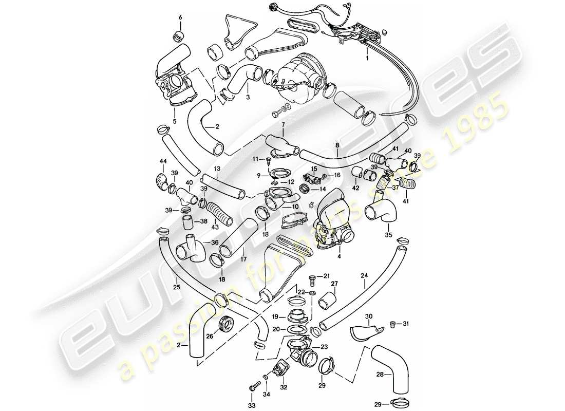 porsche 1983 (911) kühlluftkanal - steuerschalter ersatzteildiagramm