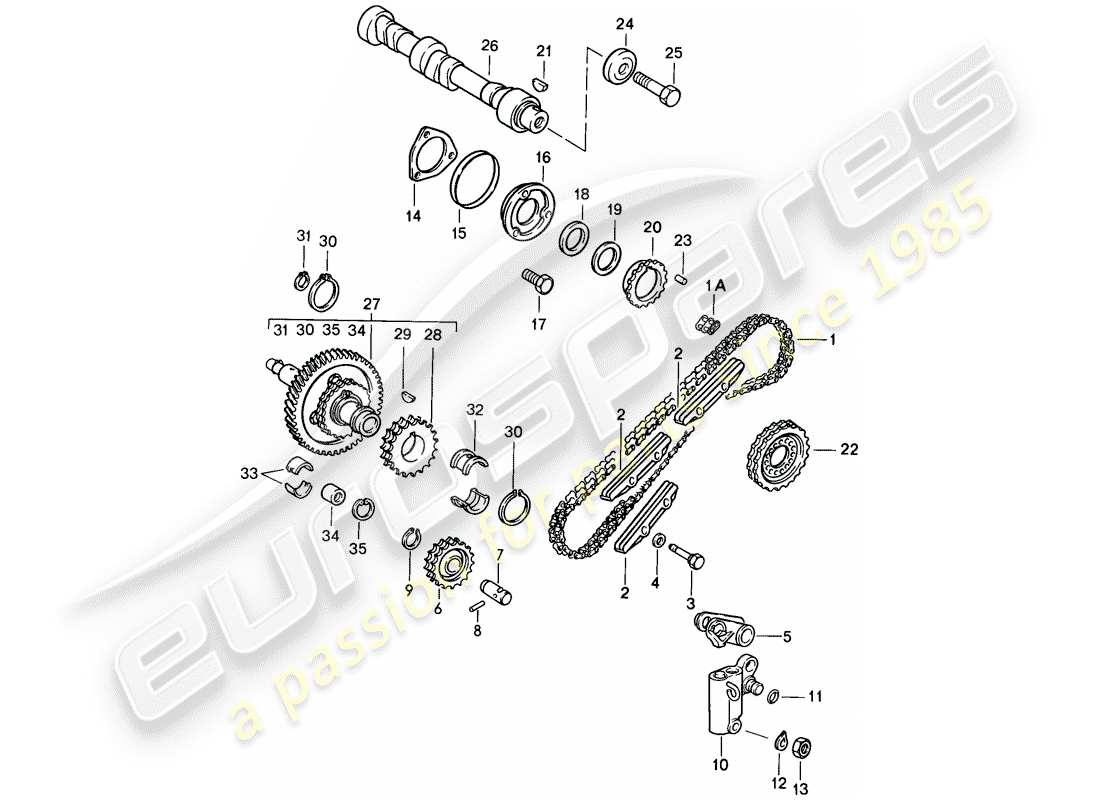 porsche 1986 (911) ventilsteuerung teilediagramm