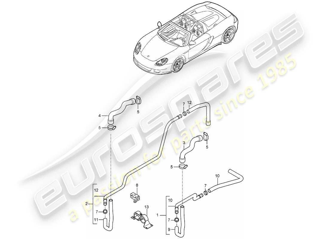 porsche 2005 (carrera gt) heizung teilediagramm