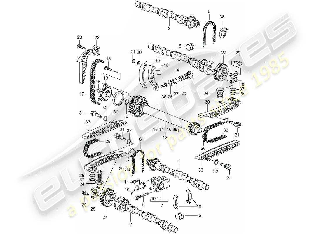 porsche 1998 (996) nockenwelle - steuerkette - d >> - mj 2001 ersatzteildiagramm