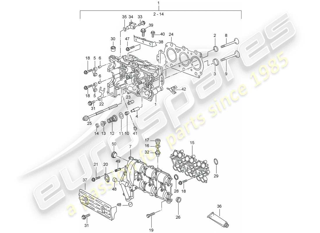 porsche 1998 (996) zylinderkopf - d - mj 2002>> ersatzteildiagramm