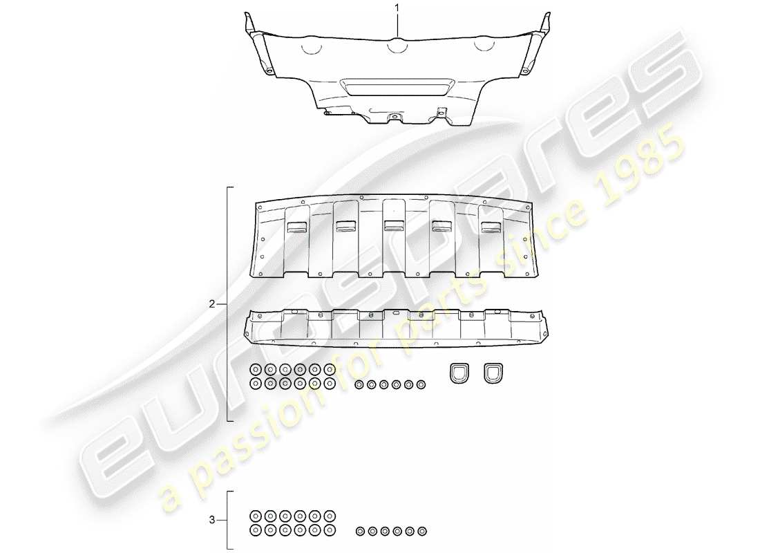 porsche 2020 (tequipment cayenne) unterbodenschutz ersatzteildiagramm