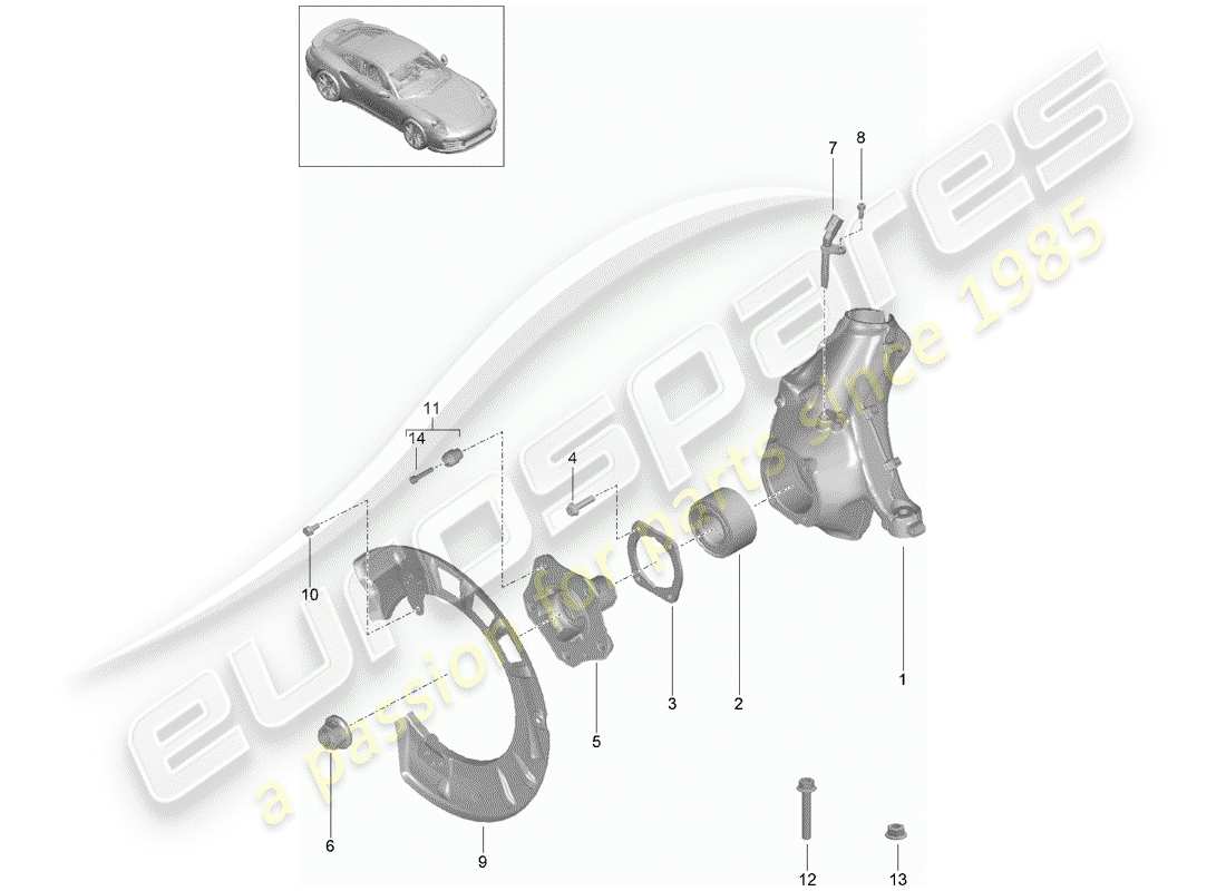 porsche 2014 (991-1 turbo) radträger ersatzteildiagramm