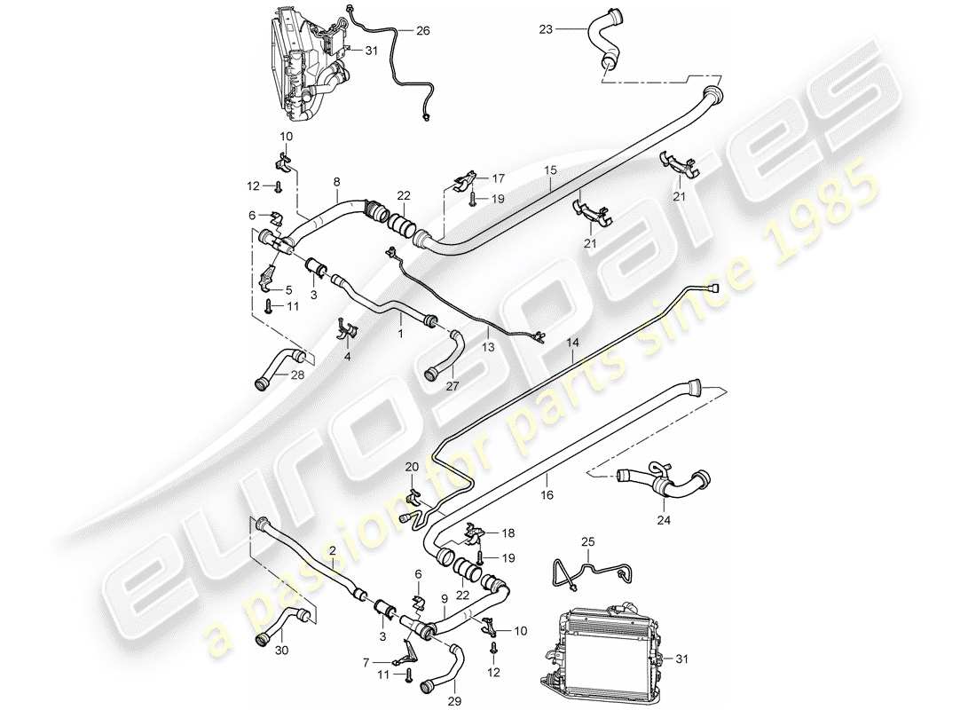 porsche 2008 (997-1 turbo / gt2) wasserkühlung 2 ersatzteildiagramm