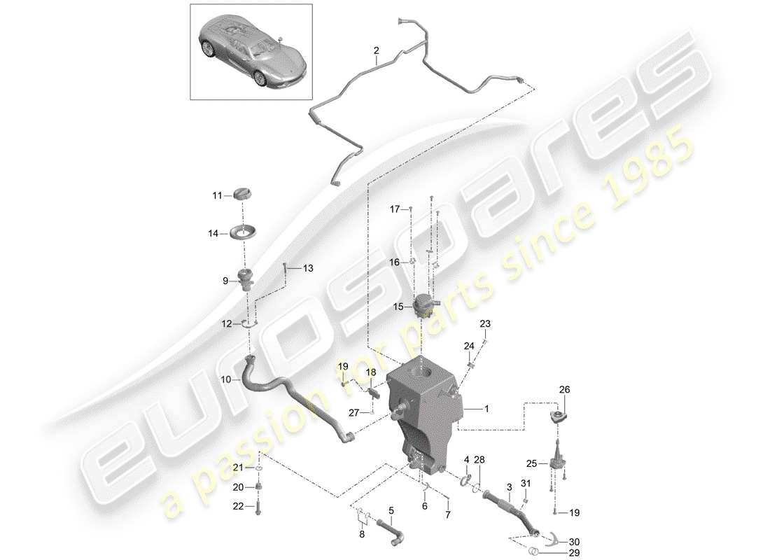 porsche 2015 (918 spyder) motorschmierung teilediagramm