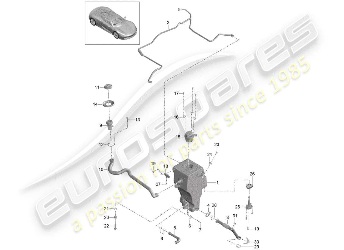 porsche 918 spyder (2015) motorschmierung teilediagramm