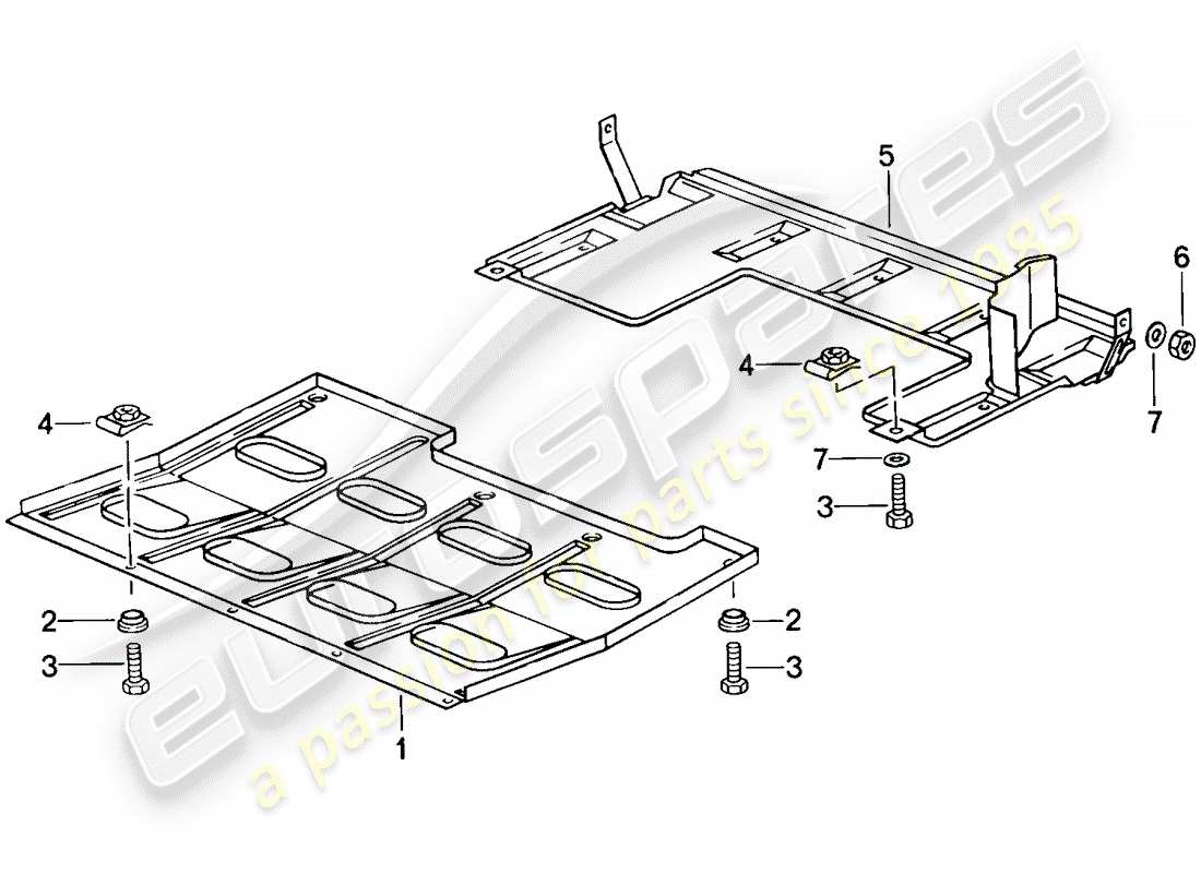 porsche 1988 (944) unterseitenschutz ersatzteildiagramm