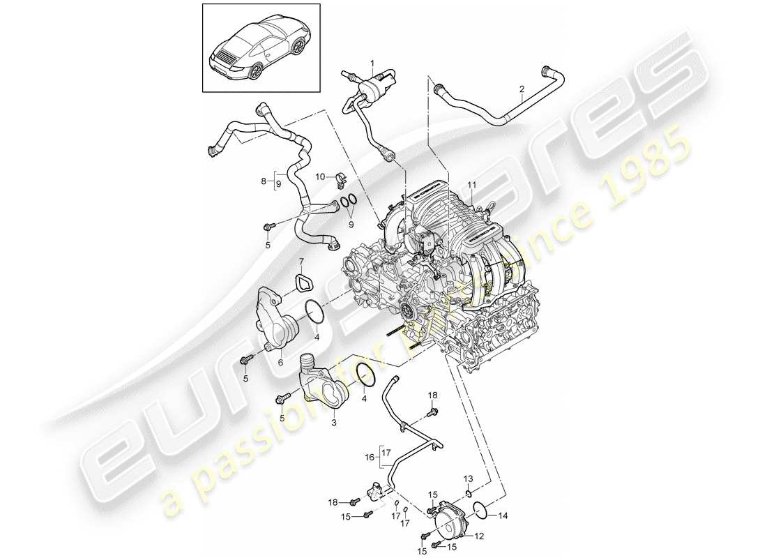 porsche 2009 (997-2) kurbelgehäuse-teilediagramm