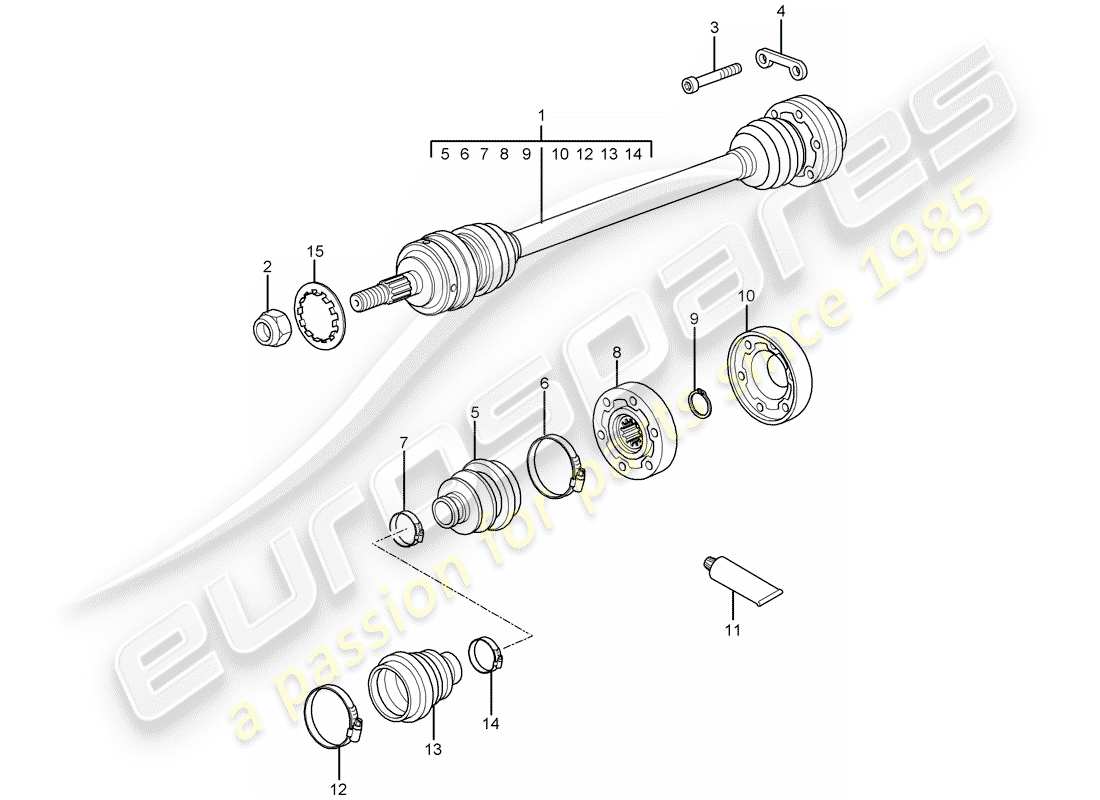 porsche 2007 (997-1 turbo / gt2) antriebswelle teilediagramm