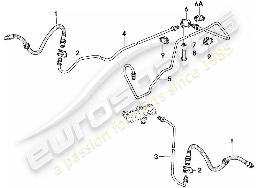 porsche 1980 (924) bremsleitungen ersatzteildiagramm