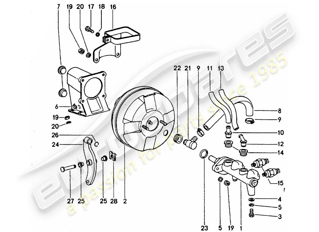 porsche 1976 (911 turbo) hauptbremszylinder - für fahrzeuge mit - bremskraftverstärker - d - mj 1977>> ersatzteildiagramm