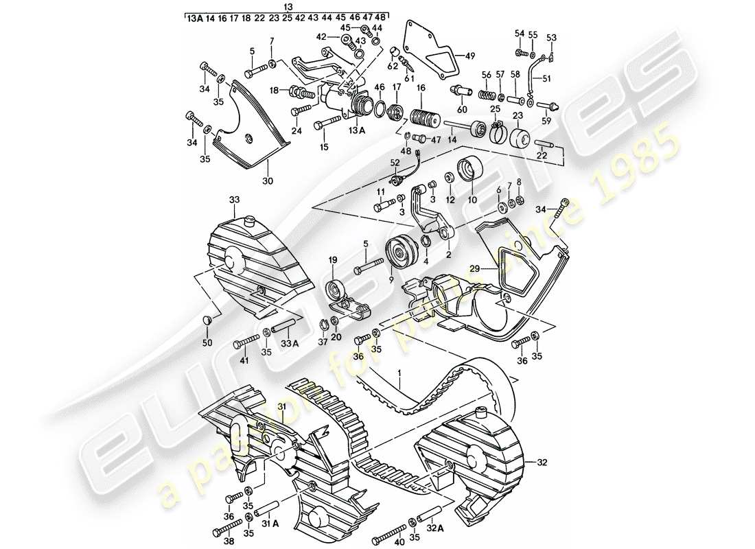 porsche 1984 (928) antriebsmechanismus - nockenwelle ersatzteildiagramm