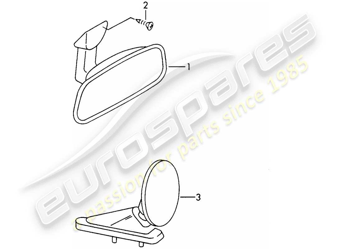 porsche 1966 (911/912) rückspiegel innen - rückspiegel teilediagramm