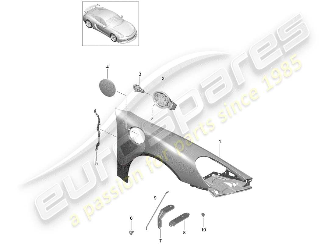 porsche 2016 (981 cayman gt4) fender-teilediagramm
