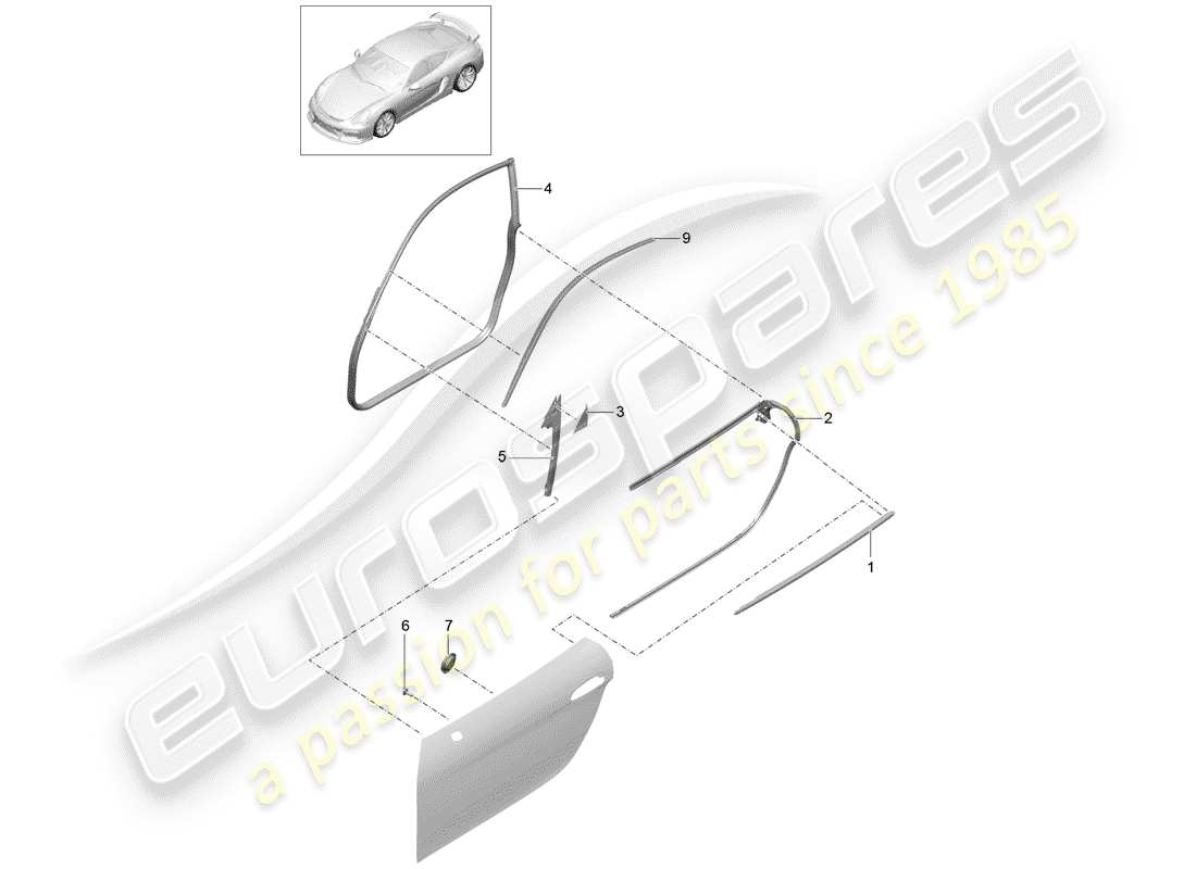 porsche 2016 (981 cayman gt4) türdichtung ersatzteildiagramm