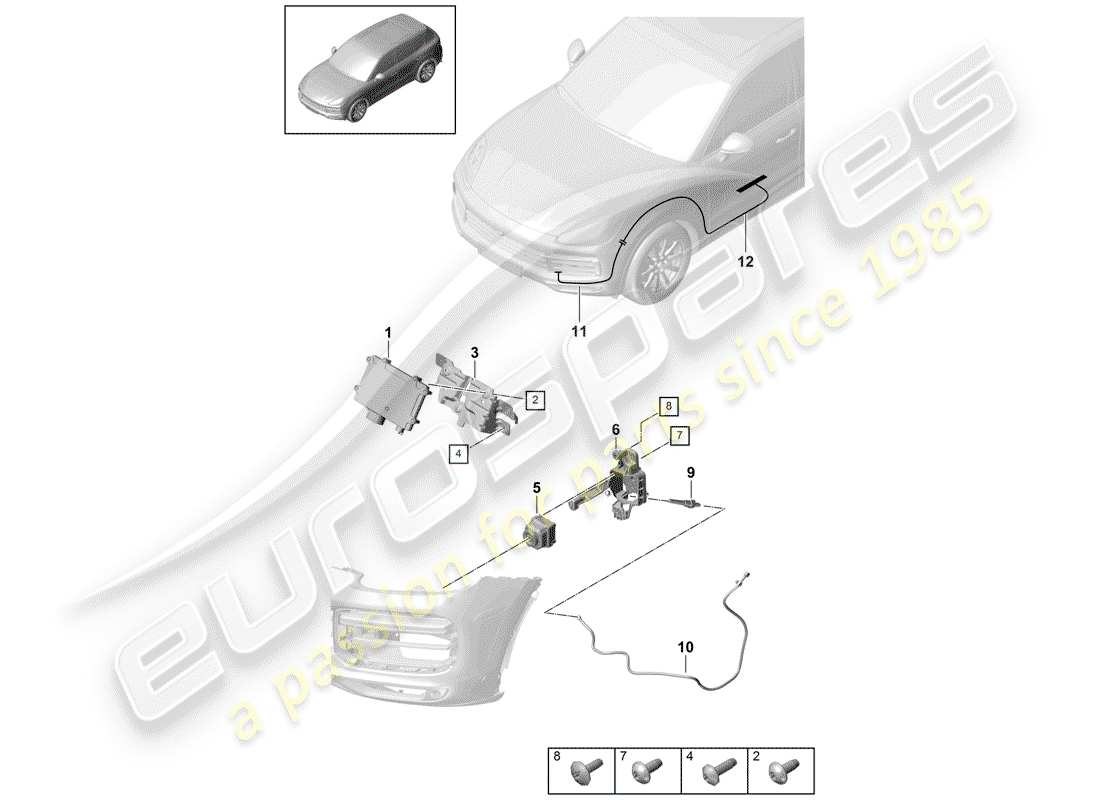 porsche 2020 (cayenne e3 9ya/9yb) einzelteile teilediagramm