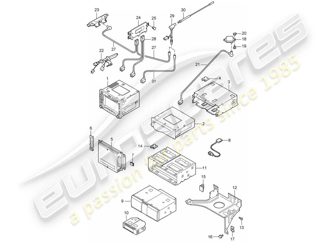 porsche 2006 (987 cayman) radioeinheit ersatzteildiagramm