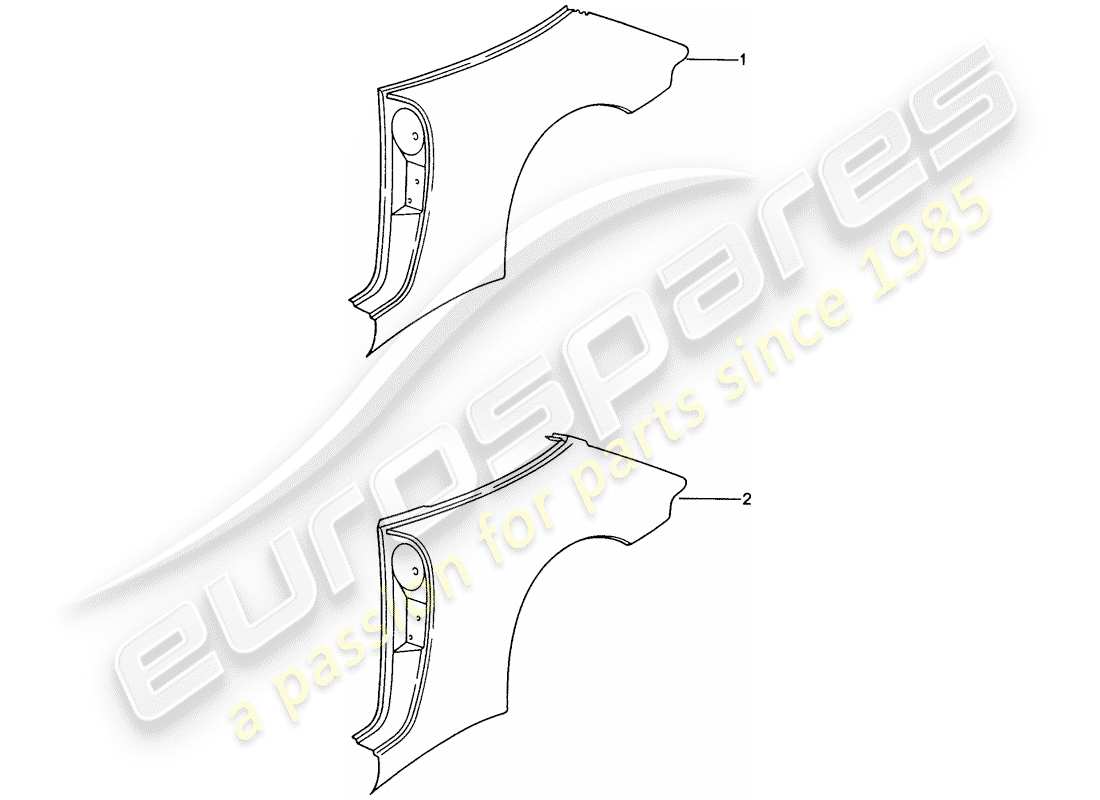 porsche 1995 (993) seitenwand teilediagramm