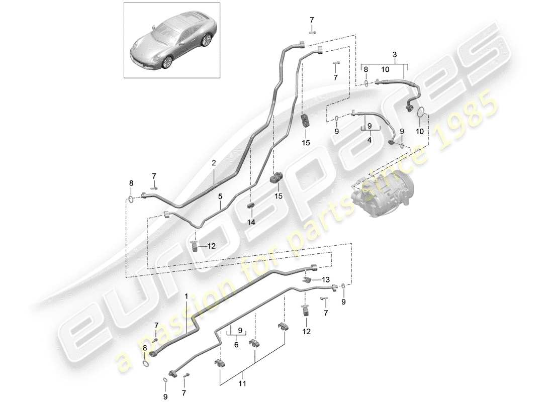 porsche 2017 (991-2) kältemittelleitung teilediagramm