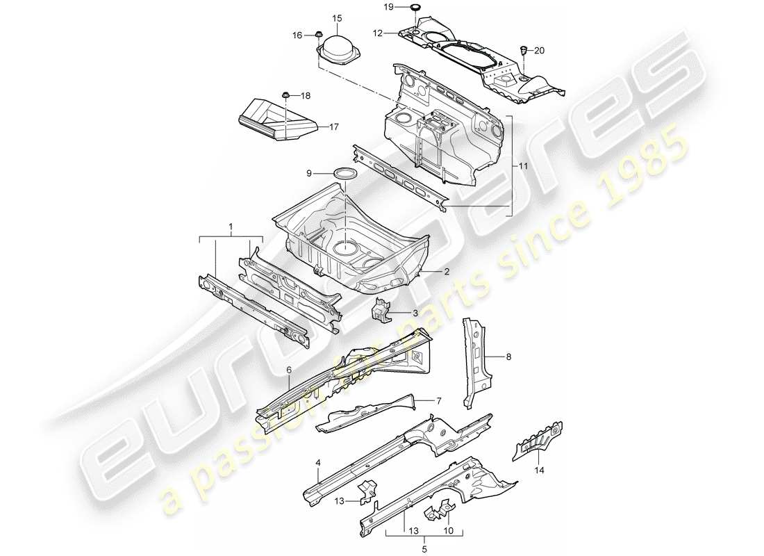 porsche 2008 (997-1) front end teilediagramm