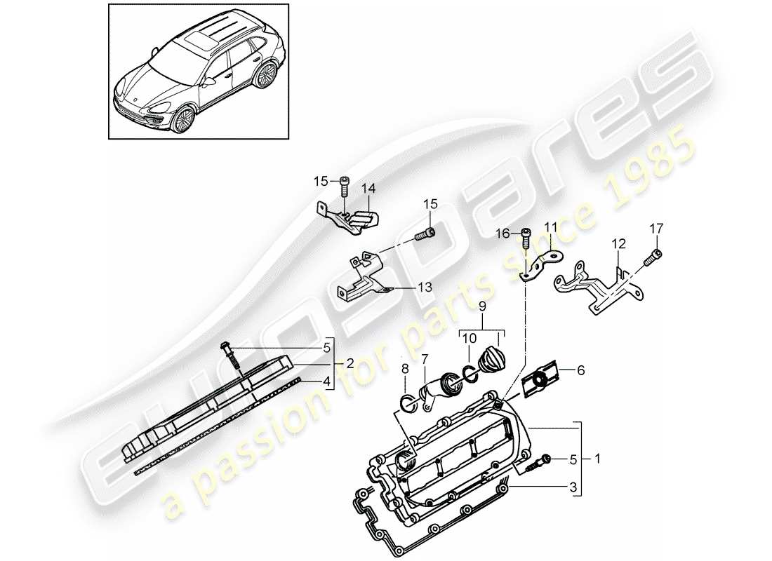 porsche 2012 (cayenne e2 92a) ventildeckel teilediagramm