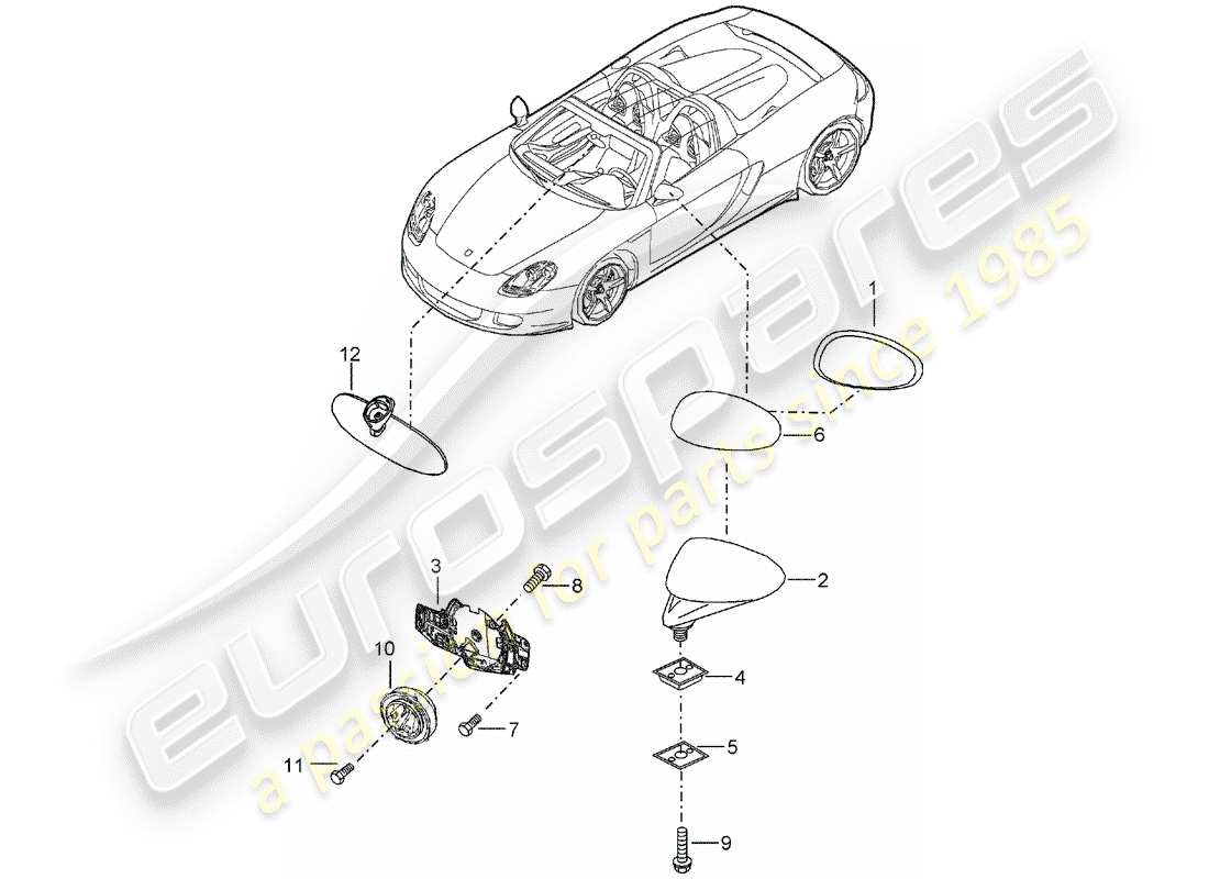 porsche 2005 (carrera gt) rückspiegel - rückspiegel innen teilediagramm
