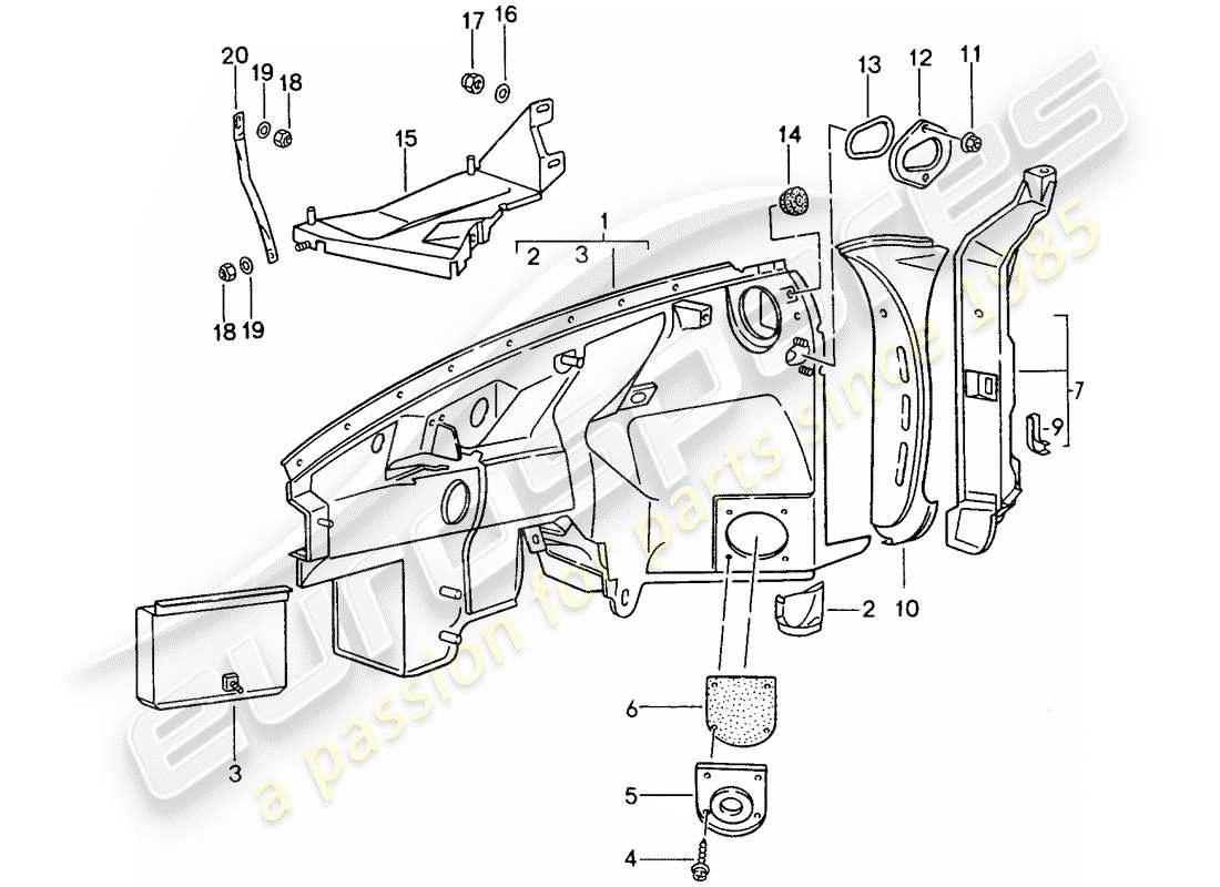 porsche 1994 (993) radgehäuse ersatzteildiagramm