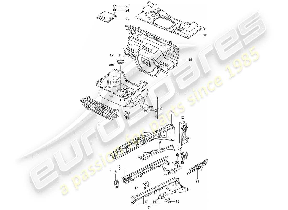 porsche 1998 (996) front end - einzelteile ersatzteildiagramm