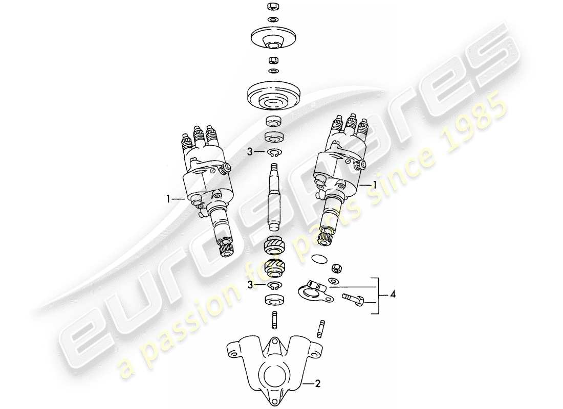 porsche 1954 (356/356a) verteiler - antriebsmechanismus ersatzteildiagramm
